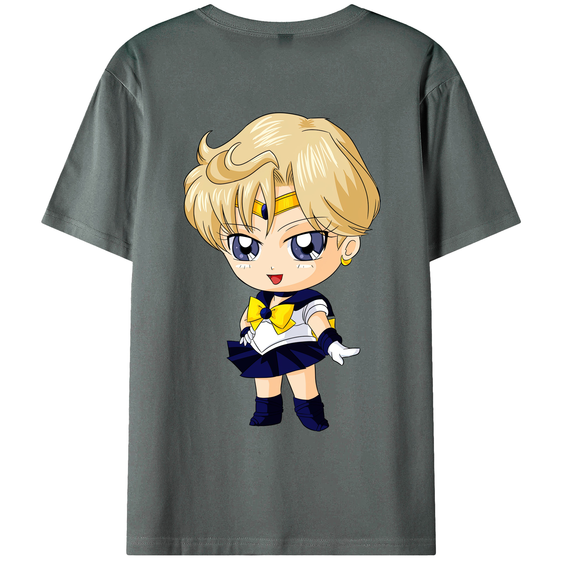 （画像用） 美少女戦士セーラームーン 天王はるか Sailor Moon Tenoh Haruka 綿100％ メンズ半袖Tシャツ（バックプリント） 通気性